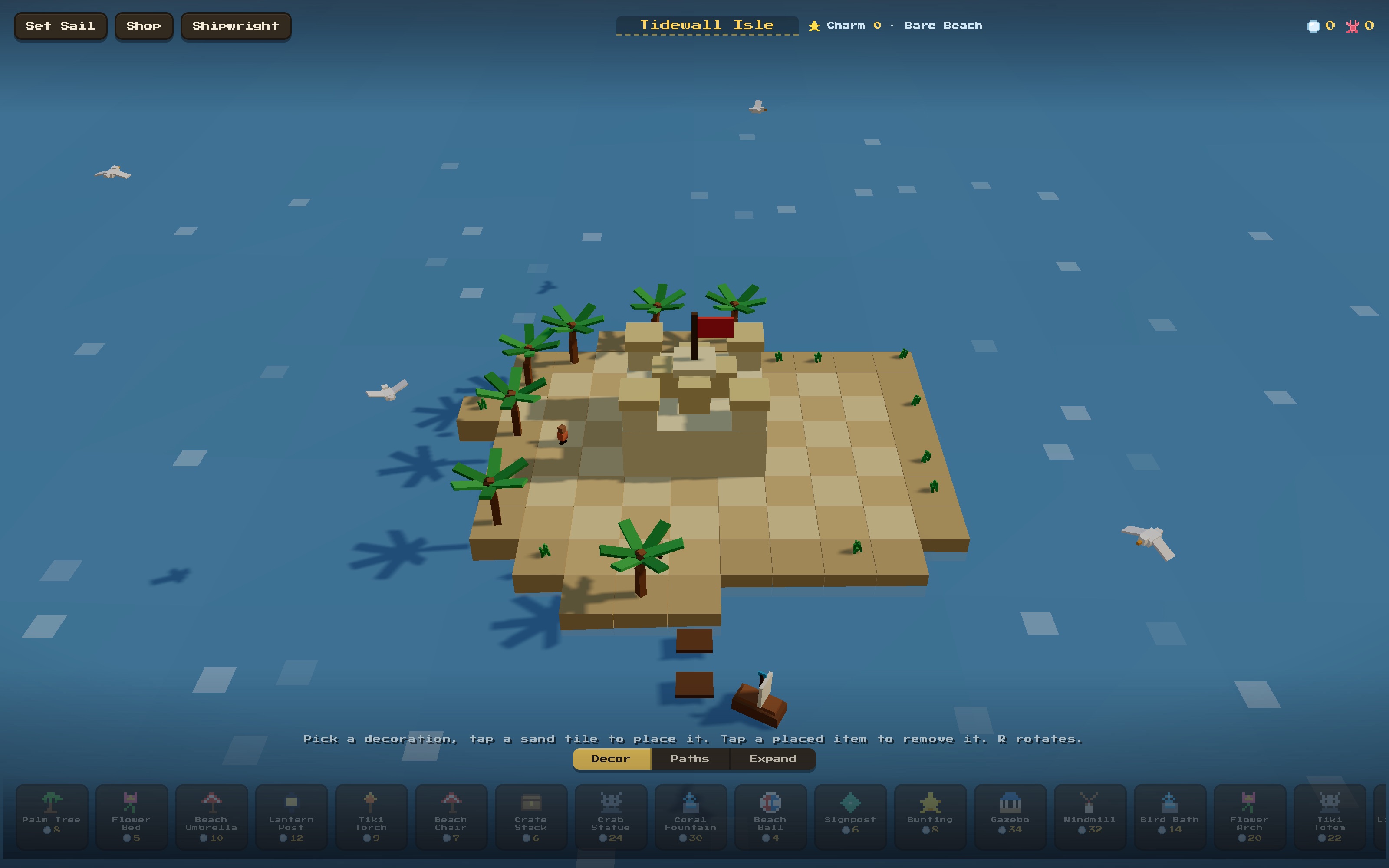 Tidewall: an isometric voxel beach island
